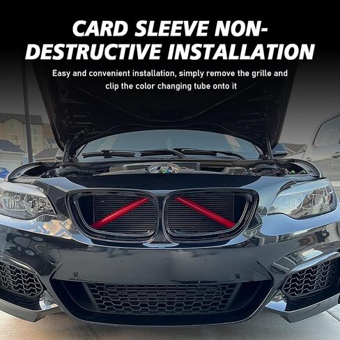 2 PCS Front Grill Inserts Trims, Waterproof Front V Bar Brace Trim Covers, Snap-on Installation Grille Decorative Strips, Compatible with 3/4/5/6/7 Series X 1/2/3/4/5 (Red) in Kuwait