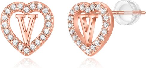 أقراط القلب الأولية للفتيات ، الفضة الإسترليني الفضية الفضية/الذهب الوردي ، أقراط الأذواق الأولية للبنات الصغيرة للأطفال ، أقراط الأطفال غير المشوهة ، أقراط من أجل الفتيات في سن المراهقة المجوهرات in Kuwait