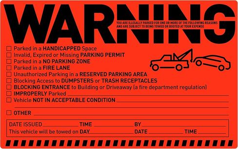 Easykart Labels 50 Parking Violation Notice Tow Stickers for Car Vehicle Private Warning - Adhesive Car Window Fluorescent Labels in Kuwait