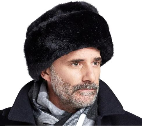 Men Winter Trapper Hat Faux Mink Fur Trooper Hat Russian Ushanka Cossack Hunting Dad Hat Outdoor Ski Snow Cap in Saudi Arabia