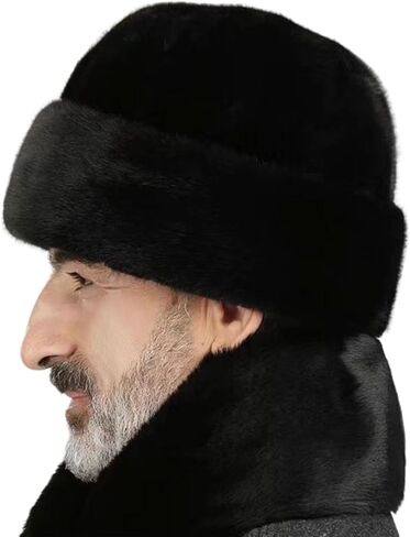 Men Winter Trapper Hat Faux Mink Fur Trooper Hat Russian Ushanka Cossack Hunting Dad Hat Outdoor Ski Snow Cap in Saudi Arabia