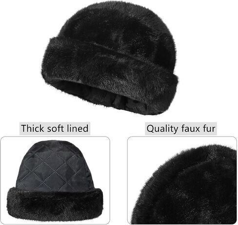 Men Winter Trapper Hat Faux Mink Fur Trooper Hat Russian Ushanka Cossack Hunting Dad Hat Outdoor Ski Snow Cap in Saudi Arabia