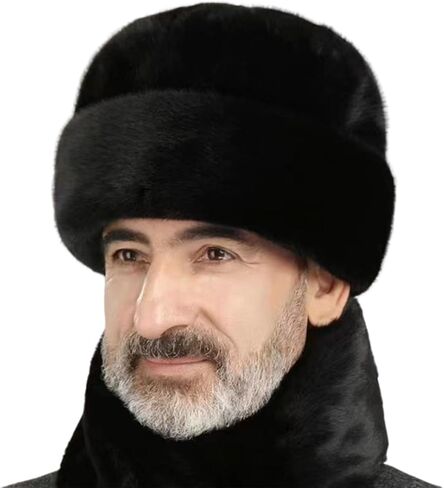 Men Winter Trapper Hat Faux Mink Fur Trooper Hat Russian Ushanka Cossack Hunting Dad Hat Outdoor Ski Snow Cap in Saudi Arabia