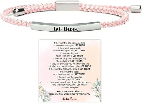 Let Them Tube Bracelet for Women, Self Worth Motivation Bracelet Adjustable Braided Rope Handmade Engraved Bracelets Stainless Steel To My Daughter/Best Friend Inspirational Gifts Jewelry in Kuwait