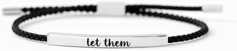 Let Them Tube Bracelet for Women, Self Worth Motivation Bracelet Adjustable Braided Rope Handmade Engraved Bracelets Stainless Steel To My Daughter/Best Friend Inspirational Gifts Jewelry in Kuwait