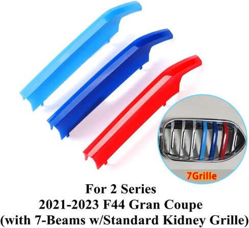 Tricolored Grille Insert Trims Compatible with BMW 2 Series 2021 2022 2023 2024 F44 218i 228i 220i 235i Gran Coupe Accessories for 7-Beams w/Standard Kidney Grille in Kuwait