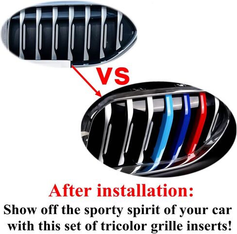Tricolored Grille Insert Trims Compatible with BMW 2 Series 2021 2022 2023 2024 F44 218i 228i 220i 235i Gran Coupe Accessories for 7-Beams w/Standard Kidney Grille in Kuwait