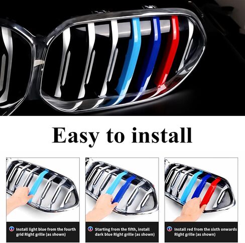 Tricolored Grille Insert Trims Compatible with BMW 2 Series 2021 2022 2023 2024 F44 218i 228i 220i 235i Gran Coupe Accessories for 7-Beams w/Standard Kidney Grille in Kuwait
