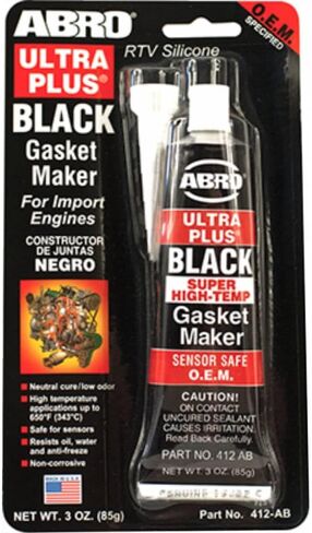 ABRO Ultra Plus 999 RTV Silicone Sealant and Samket Maker ، لمحركات الاستيراد ، مستشعر آمن ، غير قابل للتآكل ، مانع تسرب من حشية السيليكون/الرأس العالي ، 650 درجة فهرنهايت ، 3 أوقية. أنبوب - أسود in Kuwait