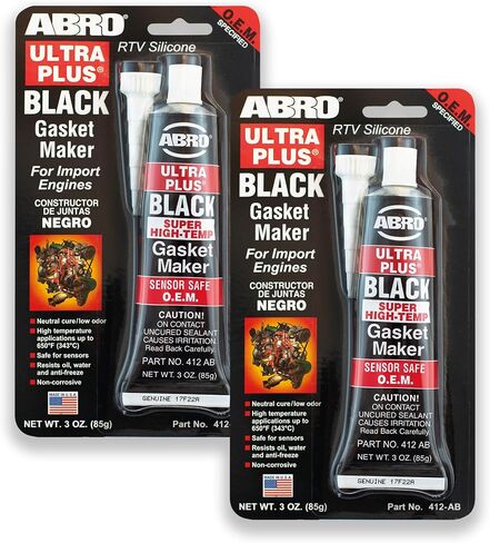 ABRO Ultra Plus 999 RTV Silicone Sealant and Samket Maker ، لمحركات الاستيراد ، مستشعر آمن ، غير قابل للتآكل ، مانع تسرب من حشية السيليكون/الرأس العالي ، 650 درجة فهرنهايت ، 3 أوقية. أنبوب - أسود in Kuwait