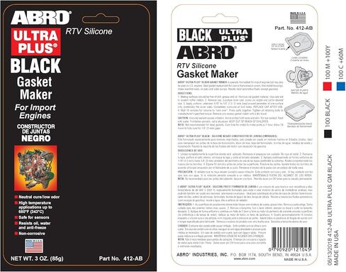 ABRO Ultra Plus 999 RTV Silicone Sealant and Samket Maker ، لمحركات الاستيراد ، مستشعر آمن ، غير قابل للتآكل ، مانع تسرب من حشية السيليكون/الرأس العالي ، 650 درجة فهرنهايت ، 3 أوقية. أنبوب - أسود in Kuwait