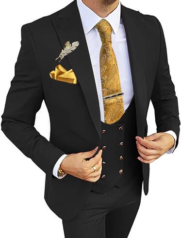 Wangyue 3 Piece Men's Suits Slim Fit Suits for Men Double Breasted Suit Men Wedding Prom Suits in Saudi Arabia