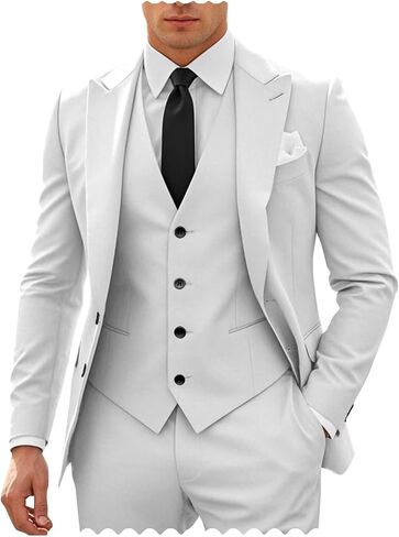 SHUZHXLZANGY Mens 3 Piece Suit Slim Fit Suits for Men Fashion Suit Wedding Prom Suits Formal Business in Saudi Arabia