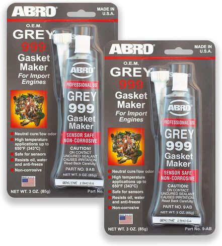ABRO 999 RTV Silicone Sealant and Gasket Maker - 650 Degrees F, OEM Specified, Sensor Safe, Non-Corrosive, High Temp Silicone Sealant/Head Gasket Sealant Neutral Cure, Low Odor, 3 oz. Tube - Grey in Saudi Arabia
