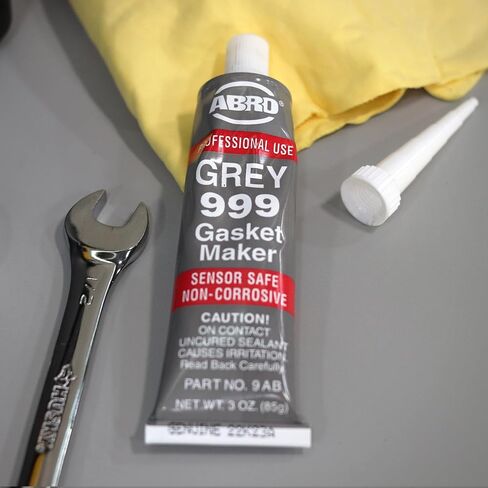 ABRO 999 RTV Silicone Sealant and Gasket Maker - 650 Degrees F, OEM Specified, Sensor Safe, Non-Corrosive, High Temp Silicone Sealant/Head Gasket Sealant Neutral Cure, Low Odor, 3 oz. Tube - Grey in Saudi Arabia