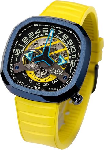 Automatic Luxury Skeleton Watch, Infinity II RPM-Style Stainless Steel 50 Meters Waterproof with Silicone Strap Wrist Watch Accessories, Sapphire Crystal Mirror Gifts for Men and Women in Saudi Arabia