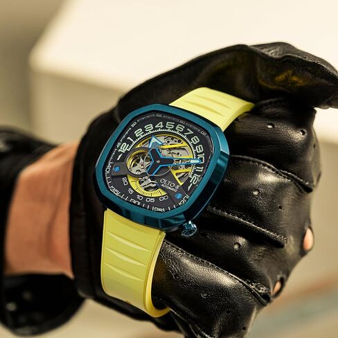 Automatic Luxury Skeleton Watch, Infinity II RPM-Style Stainless Steel 50 Meters Waterproof with Silicone Strap Wrist Watch Accessories, Sapphire Crystal Mirror Gifts for Men and Women in Saudi Arabia