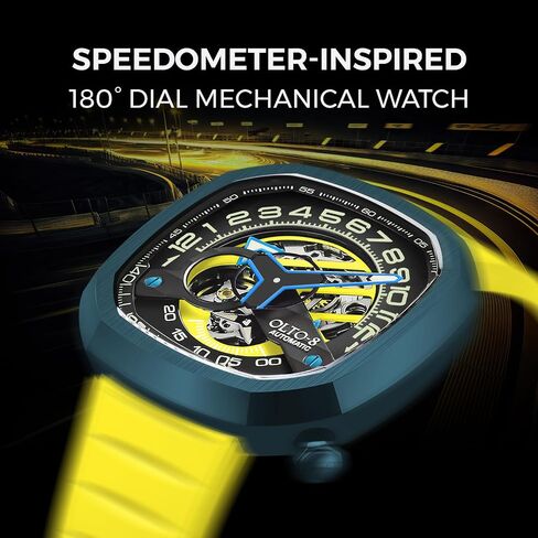 Automatic Luxury Skeleton Watch, Infinity II RPM-Style Stainless Steel 50 Meters Waterproof with Silicone Strap Wrist Watch Accessories, Sapphire Crystal Mirror Gifts for Men and Women in Saudi Arabia