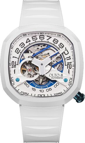 Automatic Luxury Skeleton Watch, Infinity II RPM-Style Stainless Steel 50 Meters Waterproof with Silicone Strap Wrist Watch Accessories, Sapphire Crystal Mirror Gifts for Men and Women in Saudi Arabia
