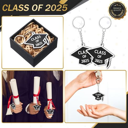Tondiamo 50 Pcs Class of 2025 Graduation Keychains Rubber Grad Cap Key Chains Bulk Graduation Gifts Party Favors for College in Saudi Arabia