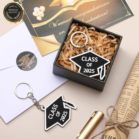 Tondiamo 50 Pcs Class of 2025 Graduation Keychains Rubber Grad Cap Key Chains Bulk Graduation Gifts Party Favors for College in Saudi Arabia