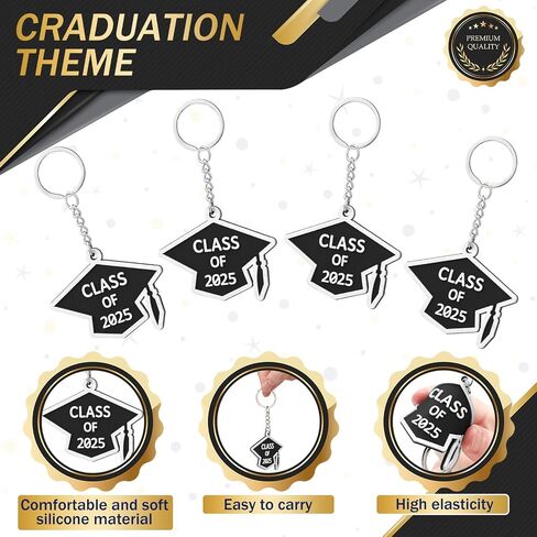 Tondiamo 50 Pcs Class of 2025 Graduation Keychains Rubber Grad Cap Key Chains Bulk Graduation Gifts Party Favors for College in Saudi Arabia