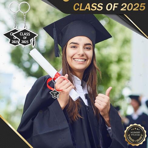 Tondiamo 50 Pcs Class of 2025 Graduation Keychains Rubber Grad Cap Key Chains Bulk Graduation Gifts Party Favors for College in Saudi Arabia