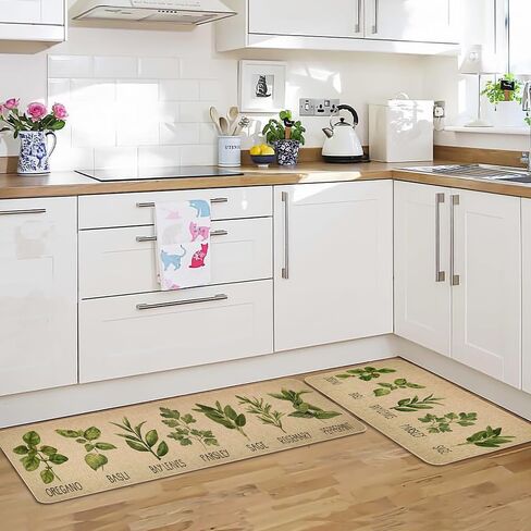 Life is Sweet Kitchen Mats Set of 2, Comfort Standing Mats Non Slip Washable Kitchen Runner Rug Cooking Sets The Decorative Carpet for Home Kitchen Floor Mat - 17x29 and 17x47 Inch in Saudi Arabia
