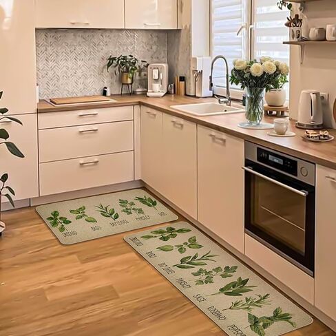 Life is Sweet Kitchen Mats Set of 2, Comfort Standing Mats Non Slip Washable Kitchen Runner Rug Cooking Sets The Decorative Carpet for Home Kitchen Floor Mat - 17x29 and 17x47 Inch in Saudi Arabia