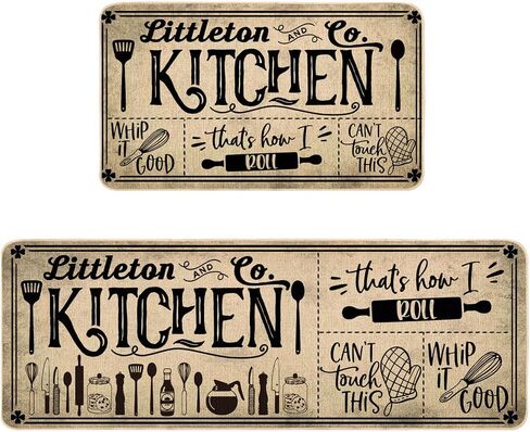 Life is Sweet Kitchen Mats Set of 2, Comfort Standing Mats Non Slip Washable Kitchen Runner Rug Cooking Sets The Decorative Carpet for Home Kitchen Floor Mat - 17x29 and 17x47 Inch in Kuwait