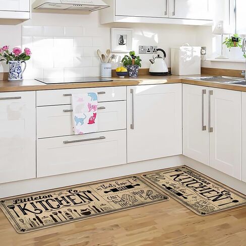 Life is Sweet Kitchen Mats Set of 2, Comfort Standing Mats Non Slip Washable Kitchen Runner Rug Cooking Sets The Decorative Carpet for Home Kitchen Floor Mat - 17x29 and 17x47 Inch in Kuwait