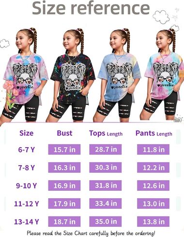 Girls Clothes Tie Dye Sweatshirt Tops and Short Leggings Sweatpants 2PCS Girl Spring Summer Outfits in Saudi Arabia