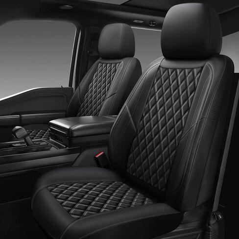 أغطية مقعد السيارة الجلدية المتميزة مجموعة كاملة ، ملائمة للسيارات والشاحنات وسيارات الدفع الرباعي ، وسادة مقعد السيارة المقاومة للماء ، واقي مقعد السيارة بالكامل مع 5 مقاعد ، أسود in Kuwait