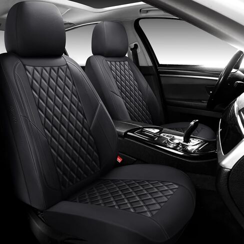 أغطية مقعد السيارة الجلدية المتميزة مجموعة كاملة ، ملائمة للسيارات والشاحنات وسيارات الدفع الرباعي ، وسادة مقعد السيارة المقاومة للماء ، واقي مقعد السيارة بالكامل مع 5 مقاعد ، أسود in Kuwait