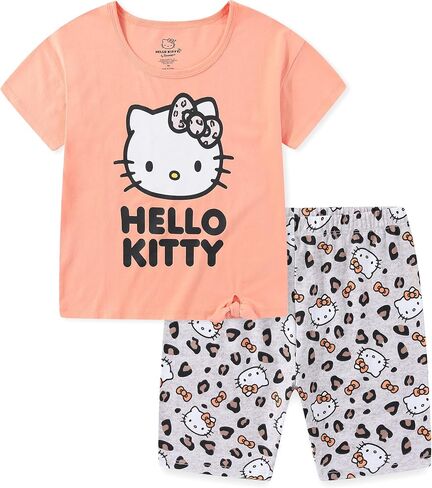 Hello Kitty Sanrio Girls 2 Piece Short Sleeve T-Shirt and Bike Shorts Set for Big Kids in Saudi Arabia