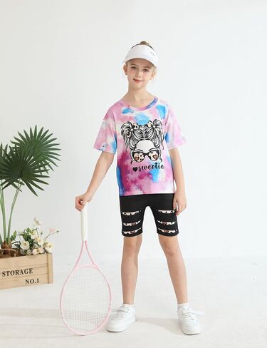 Girls Clothes Tie Dye Sweatshirt Tops and Short Leggings Sweatpants 2PCS Girl Spring Summer Outfits in Saudi Arabia
