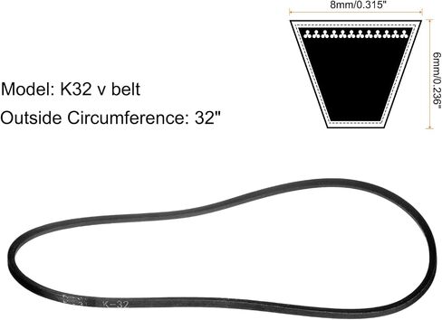 حزام Uxcell قطعتان من المطاط K28 على شكل حرف V، حزام على شكل حرف K مقاس 28 بوصة محيط خارجي × عرض 0.315 بوصة × سمك 0.236 بوصة، حزام نقل الطاقة الصناعي in Saudi Arabia