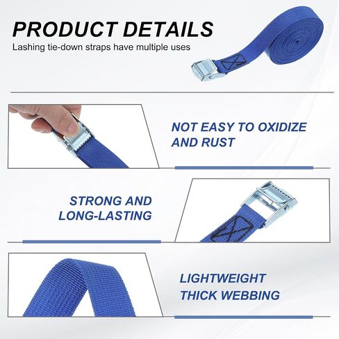PATIKIL 1" x 18ft Lashing Strap with Buckles, 2 Pcs Cam Buckle Tie Down Straps Adjustable Heavy Duty Secure Cinch Straps Up to 551 lbs for Cargo Kayak Bicycles, Blue in Saudi Arabia