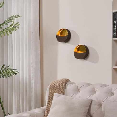 Black Wall Candle Holder Set of 2 with Gold Leaf Interior, Metal Wall Candle Sconces, Vintage Style Wall Decor for Living Room, Bedroom, and Dining Room in Kuwait