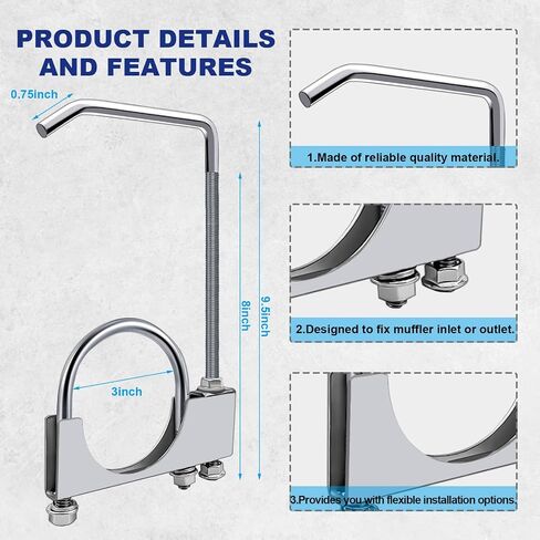 Universal 2.5" Exhaust Clamp with Hanger Rear Muffler,Exhaust Hanger Removal Pliers Universal Exhaust System Hanger for Car Truck Exhaust Pipe (2Pcs 2.5 Inch) in Saudi Arabia
