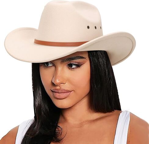 Dreshow Cowboy Hat للنساء والرجال الغربيين شعروا بقعة رعاة البقر رعاة البقر على نطاق واسع in Kuwait