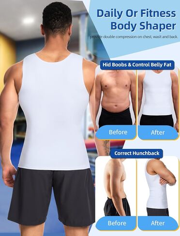 MISS MOLY 2 Pack Gynomastica Tummy Control Undershirt V Neck Compression Shirt for Men Slimming Vest Tank Tops Shapewear in Saudi Arabia