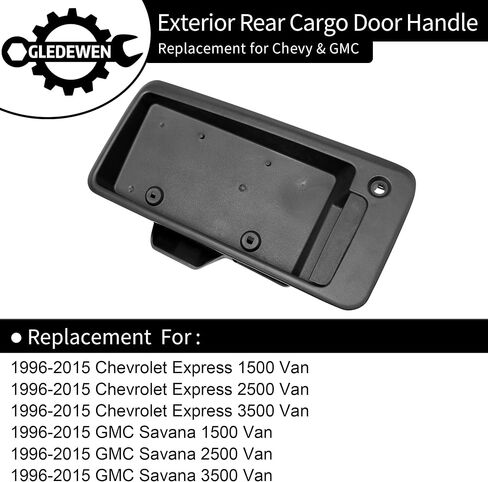 Exterior Door Handle, Compatible with 1996-2015 Chevy Express GMC Savana 1500 2500 3500 Van, Rear Right Cargo Door Handle with License Plate Bracket Holder Housing | 15269298 25866289 Tailgate Handle in Saudi Arabia