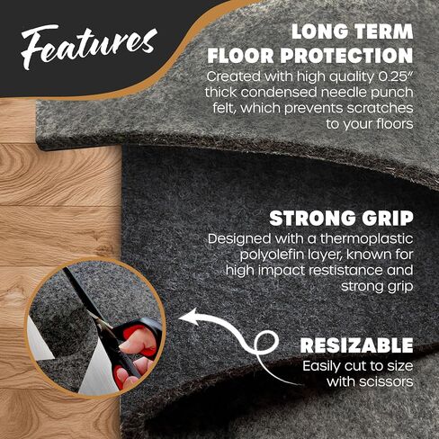 Nevlers 4'x6' Felt TPO Non Slip Rug Pad | 1/4" Thick Anti Slip Rug Grips | Carpet Pads Non Slip Design | Rug Gripper for Tile Floors | Rug Gripper for Hardwood Floors | Customizable Non Slip Rug Pads in Saudi Arabia