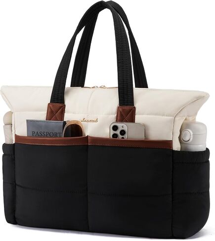 LOVEVOOK Tote Bag for Women,Light Puffer Tote Bag with Multi-pockets,Stylish Carry on Laptop Bags for Daily,Travel,Work,Gym in Kuwait