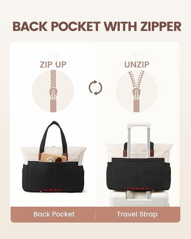 LOVEVOOK Tote Bag for Women,Light Puffer Tote Bag with Multi-pockets,Stylish Carry on Laptop Bags for Daily,Travel,Work,Gym in Kuwait