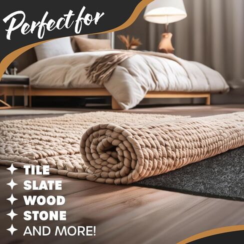 Nevlers 4'x6' Felt TPO Non Slip Rug Pad | 1/4" Thick Anti Slip Rug Grips | Carpet Pads Non Slip Design | Rug Gripper for Tile Floors | Rug Gripper for Hardwood Floors | Customizable Non Slip Rug Pads in Saudi Arabia