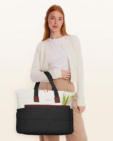 LOVEVOOK Tote Bag for Women,Light Puffer Tote Bag with Multi-pockets,Stylish Carry on Laptop Bags for Daily,Travel,Work,Gym in Kuwait