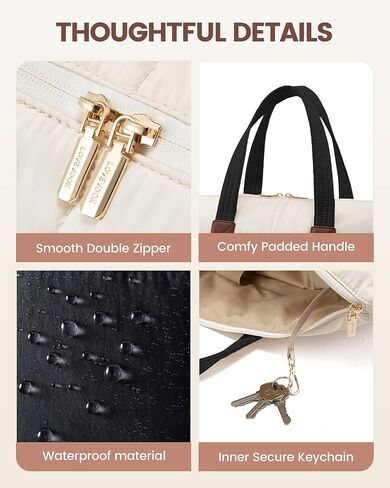 LOVEVOOK Tote Bag for Women,Light Puffer Tote Bag with Multi-pockets,Stylish Carry on Laptop Bags for Daily,Travel,Work,Gym in Kuwait