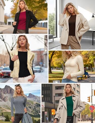 Wingslove Thermal Long Sleeve Built-in Bra for Women Boat Neck Tops for Fall and Winter Basics Shelf Bra Shirts in Kuwait